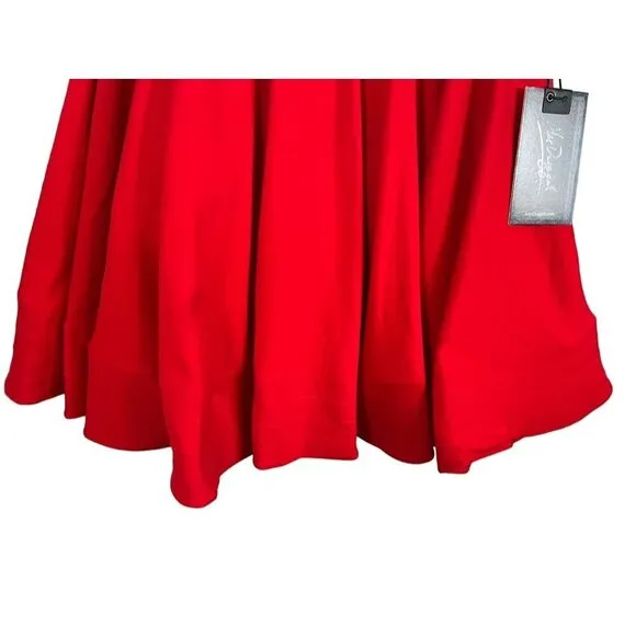 Mac Duggal Dress Women 18W Red Off Shoulder Mini Festive Holiday Christmas Gala