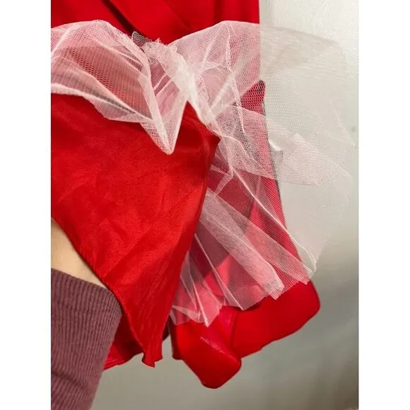 Mac Duggal Dress Women 18W Red Off Shoulder Mini Festive Holiday Christmas Gala