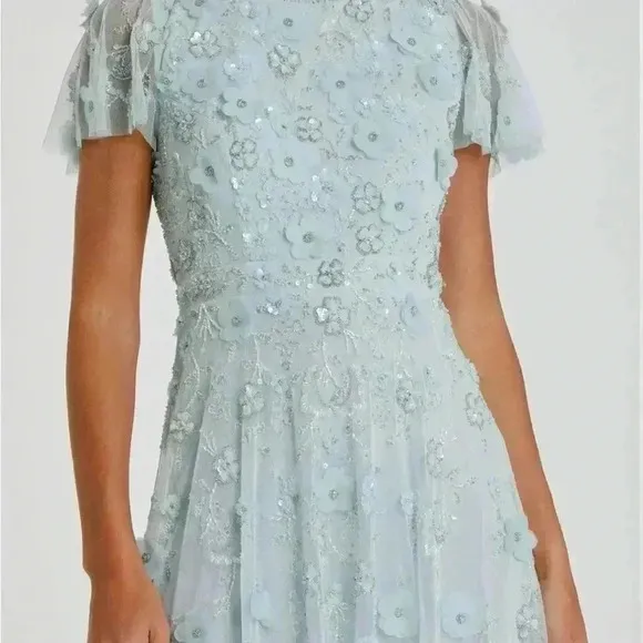 MAC DUGGAL Embellished High Neck Cap Sleeve A Line Dress Size 6 NWT