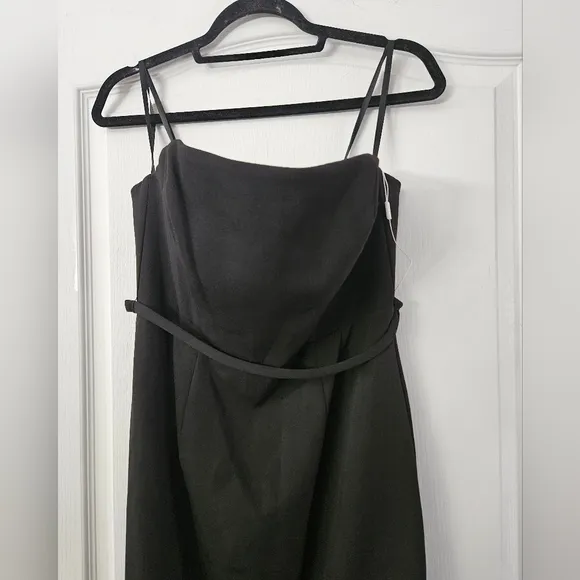 Mac Duggal Feather-Trim Strapless Midi-Dress Black Sz 8 11629