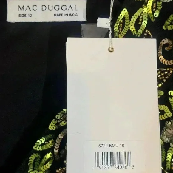 Mac Duggal Floral Embellished Flutter Cap Sleeve Dress NWT