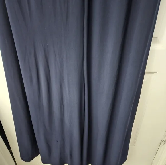 Mac Duggal Midnight Blue Beaded Belt Jersey Faux Wrap Long Sleeve Gown SZ 22W