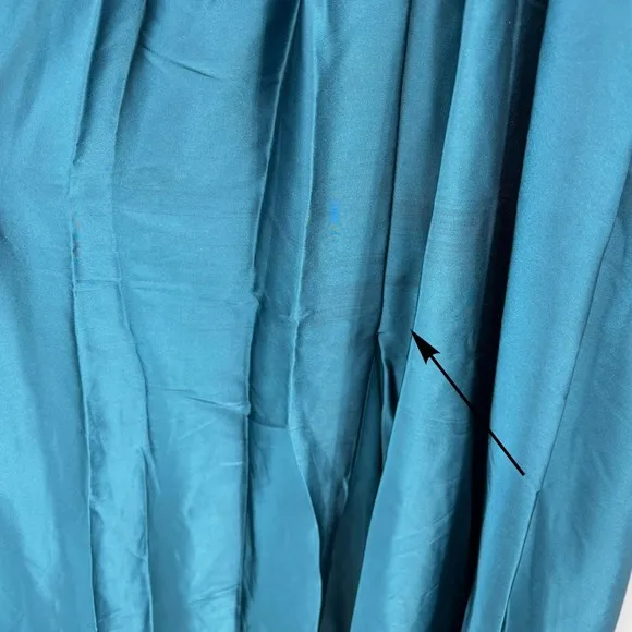 Mac Duggal NEW Teal Pleated Charmeuse High‎ Neck Sleeveless Midi Dress - Size 6