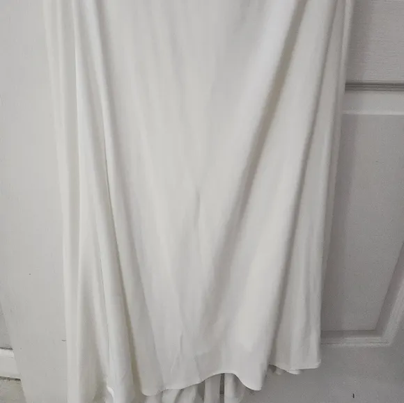Mac Duggal Off the shoulder jersey gown with jewel-accented cuffs White  10 NWT