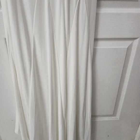 Mac Duggal Off the shoulder jersey gown with jewel-accented cuffs White  10 NWT