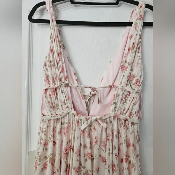 Mac Duggal pink  Floral Print Sleeveless Ruffled High-Low Gown 50659 SZ 2 NWT