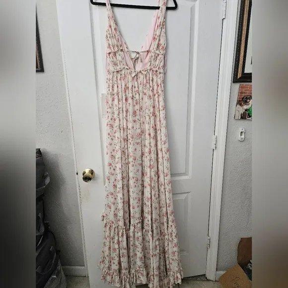 Mac Duggal pink  Floral Print Sleeveless Ruffled High-Low Gown 50659 SZ 2 NWT
