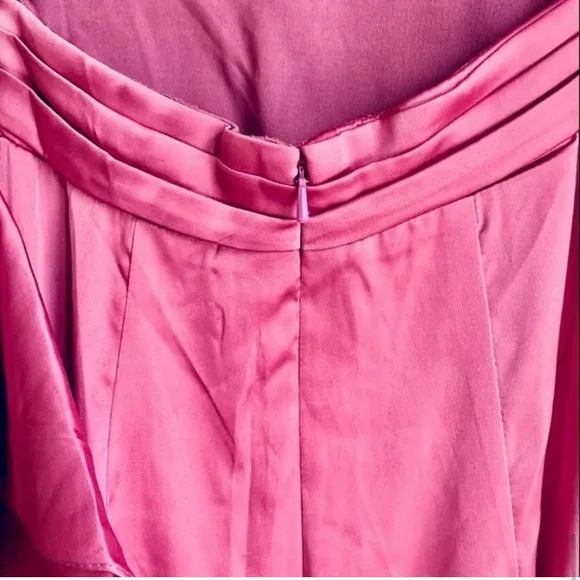 Mac Duggal Pink Ruffle Asymmetrical Hem Special Occasion Cutout Dress Size 4 New