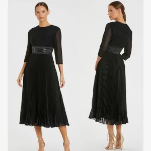 Mac Duggal Shimmering 3/4 Sleeve A-Line Midi Dress SZ 10 NEW 30570