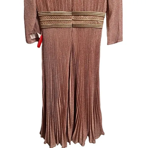 Mac Duggal Shimmering A Line Midi Dress Rose Gold Size 4 NEW 30750 NEW