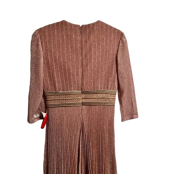 Mac Duggal Shimmering A Line Midi Dress Rose Gold Size 4 NEW 30750 NEW