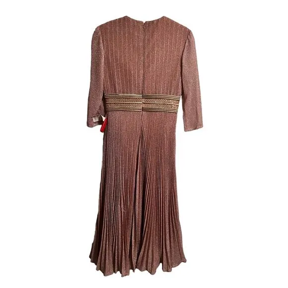 Mac Duggal Shimmering A Line Midi Dress Rose Gold Size 4 NEW 30750 NEW