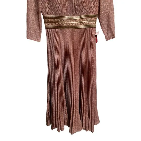 Mac Duggal Shimmering A Line Midi Dress Rose Gold Size 4 NEW 30750 NEW