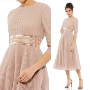 Mac Duggal Shimmering A Line Midi Dress Rose Gold Size 4 NEW 30750 NEW