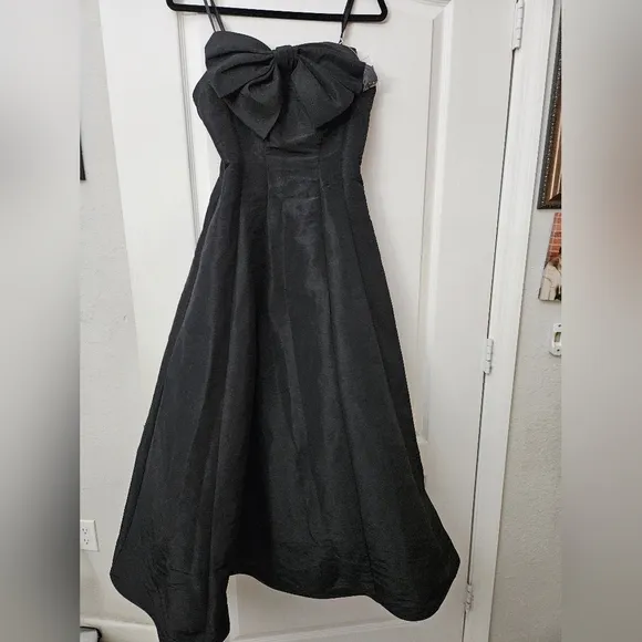 Mac Duggal Strapless A-Line Tea Length Statement Bow Dress sz 6 NWT