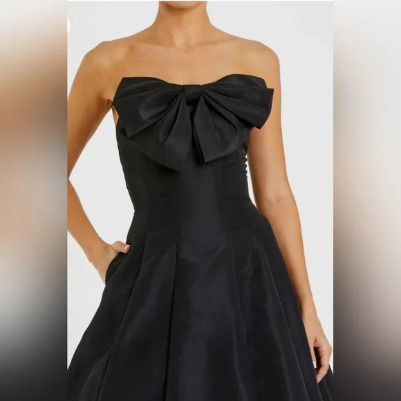 Mac Duggal Strapless A-Line Tea Length Statement Bow Dress sz 6 NWT
