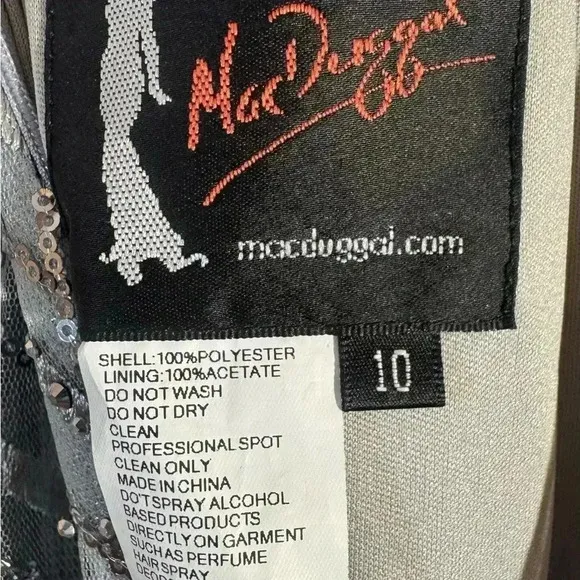 Mac Duggal Women's Embellished Illusion Long Sleeve Wrap Over A Line NWT