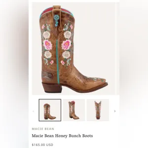 Macie Bean leather cowgirl cowboy embroidered floral boots Size 2