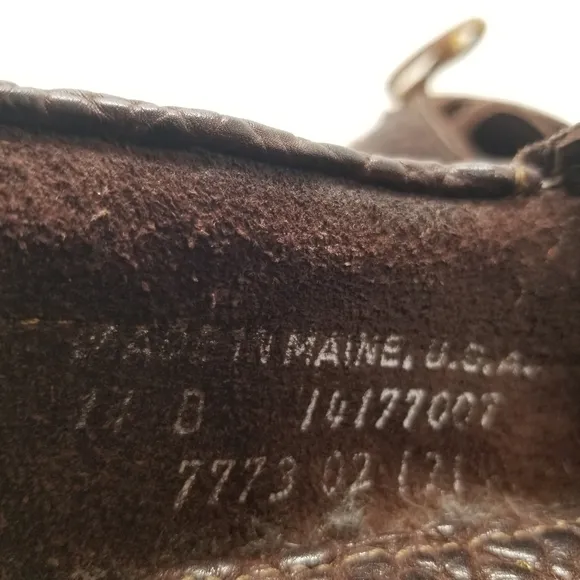 Made in Maine USA Mens Size 11D Brown Pebbled Leather Boat Shoe Slip On