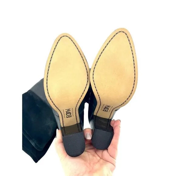Made Over the Knee Black Leather Suede Cuff Tall Boots SZ 7.5 NEW SZ 7.5