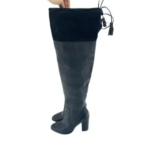 Made Over the Knee Black Leather Suede Cuff Tall Boots SZ 7.5 NEW SZ 7.5