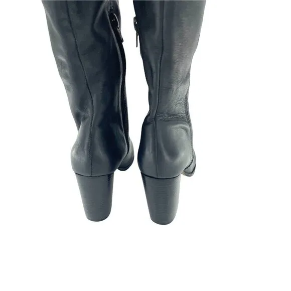 Made Over the Knee Black Leather Suede Cuff Tall Boots SZ 7.5 NEW SZ 7.5