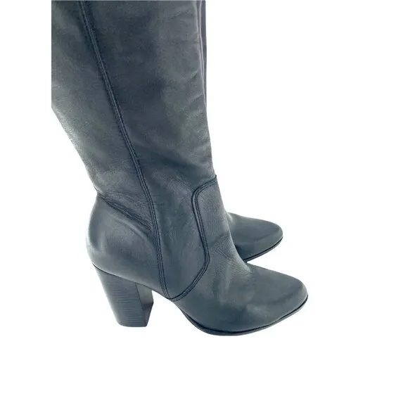 Made Over the Knee Black Leather Suede Cuff Tall Boots SZ 7.5 NEW SZ 7.5
