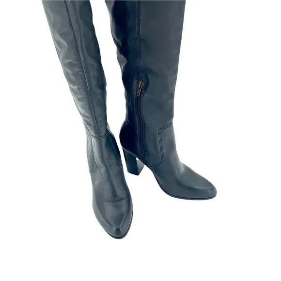 Made Over the Knee Black Leather Suede Cuff Tall Boots SZ 7.5 NEW SZ 7.5