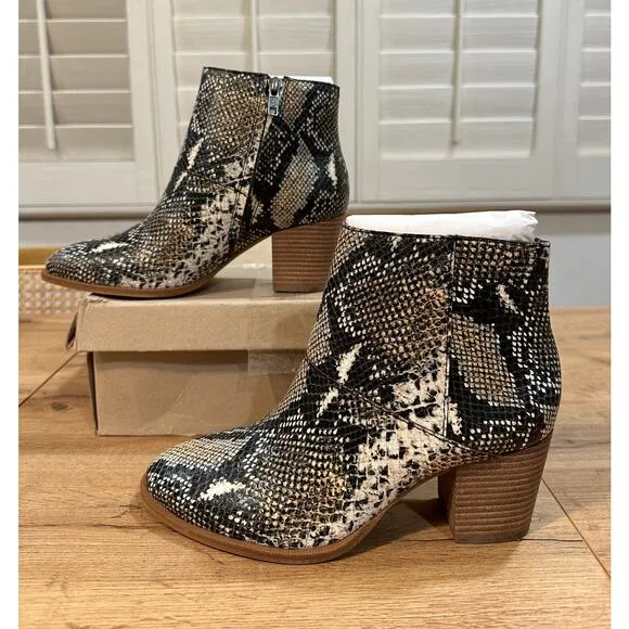 Madewell Ankle Boots Snake Embossed Leather Moonstone Multi Size 7 NIB Cloudlift