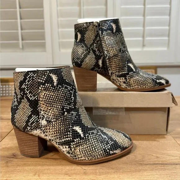 Madewell Ankle Boots Snake Embossed Leather Moonstone Multi Size 7 NIB Cloudlift