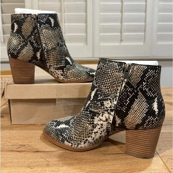 Madewell Ankle Boots Snake Embossed Leather Moonstone Multi Size 7 NIB Cloudlift