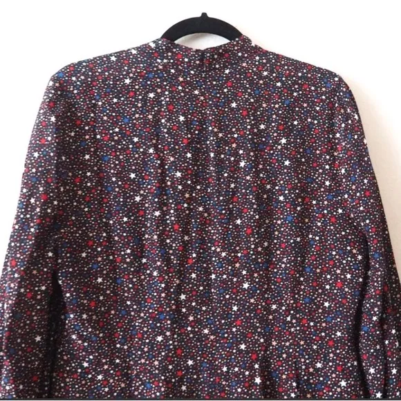 Madewell - Balsam Long Sleeve Tie Neck Dress in Starry Night