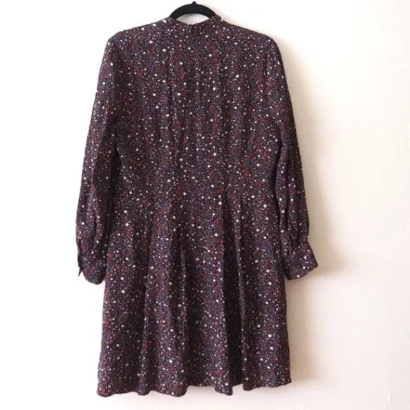 Madewell - Balsam Long Sleeve Tie Neck Dress in Starry Night