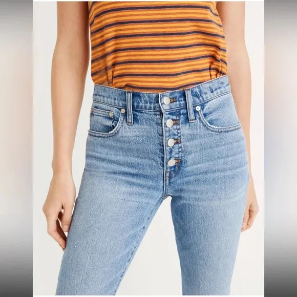 Madewell Cali Demi-Boot Jeans Comfort Stretch Edition Raw Hem Size 27