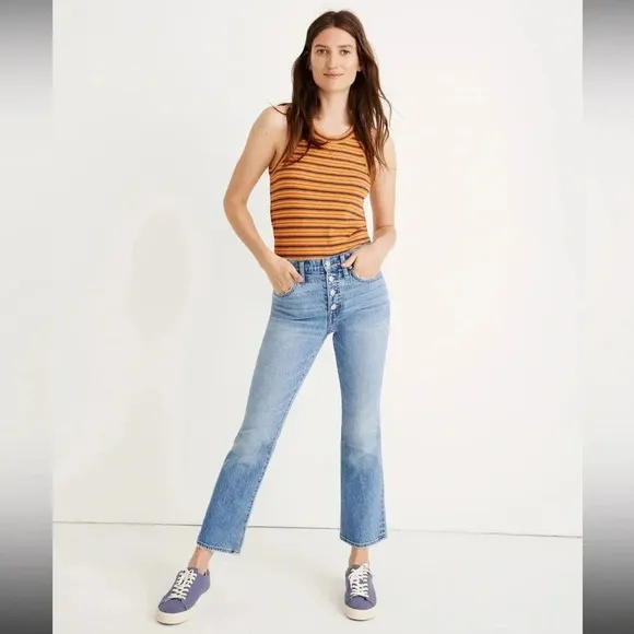 Madewell Cali Demi-Boot Jeans Comfort Stretch Edition Raw Hem Size 27
