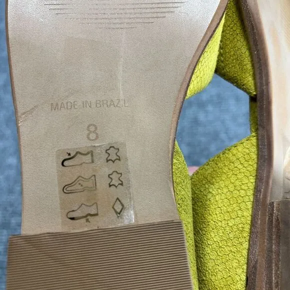 Madewell D’Orsay Flats Womens 8 Chartreuse Suede Leather Pointed Toe Snakeskin