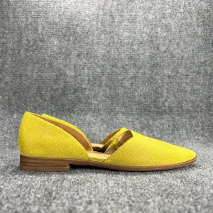 Madewell D’Orsay Flats Womens 8 Chartreuse Suede Leather Pointed Toe Snakeskin