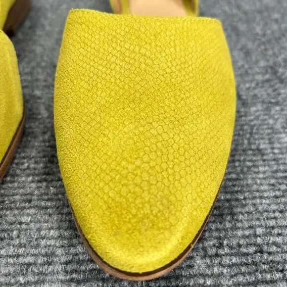 Madewell D’Orsay Flats Womens 8 Chartreuse Suede Leather Pointed Toe Snakeskin
