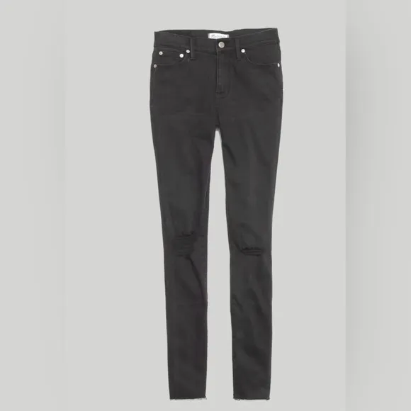 Madewell Skinny Jeans Size 24 NWT High Rise Distressed Black Denim