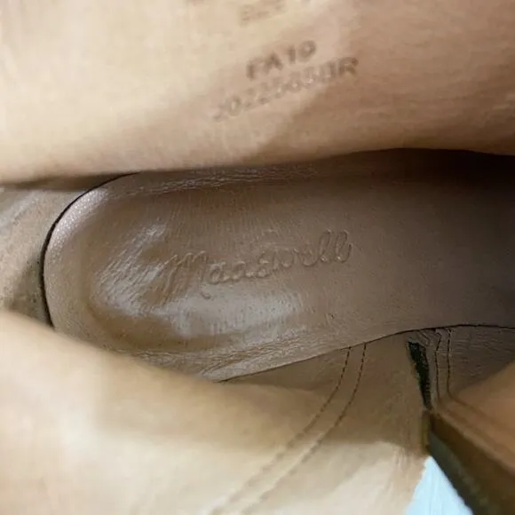Madewell Tan Suede Western Style Ankle Boots Side Zip Made in Brazil Women's 7