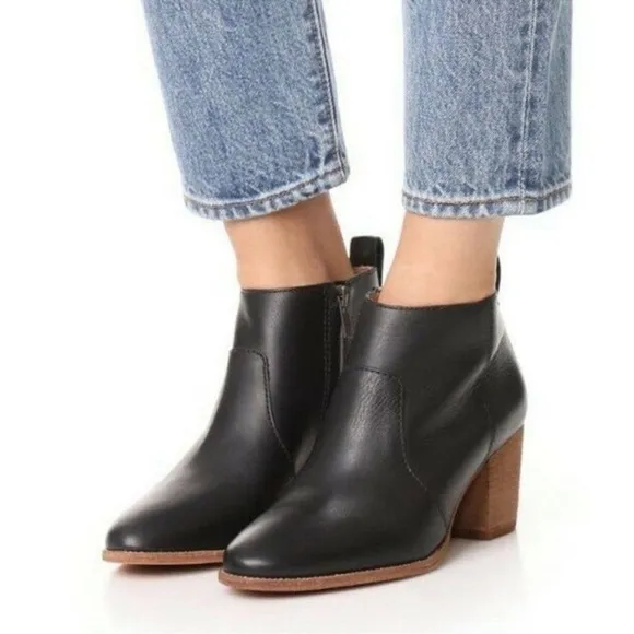 Madewell The Brenner Genuine Leather Side Zip Heeled Ankle Boot Bootie