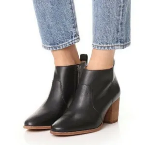Madewell The Brenner Genuine Leather Side Zip Heeled Ankle Boot Bootie