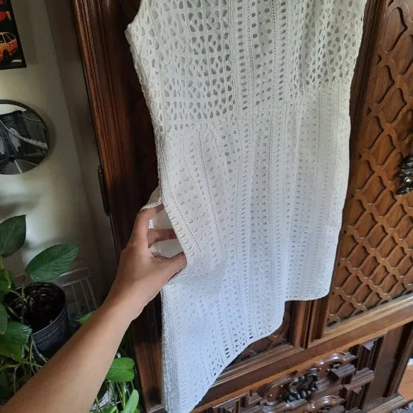 MADEWELL White Eyelet Trail Mini Sleeveless Sheath Dress with Pockets! - 6