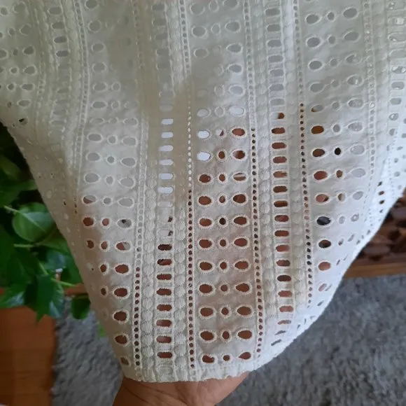 MADEWELL White Eyelet Trail Mini Sleeveless Sheath Dress with Pockets! - 6