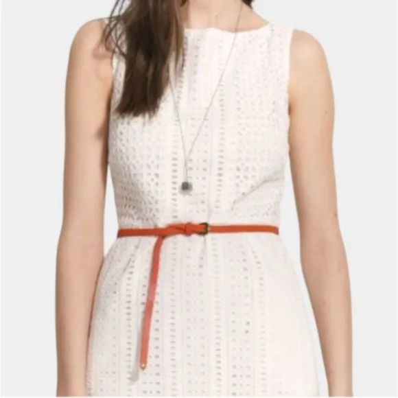 MADEWELL White Eyelet Trail Mini Sleeveless Sheath Dress with Pockets! - 6