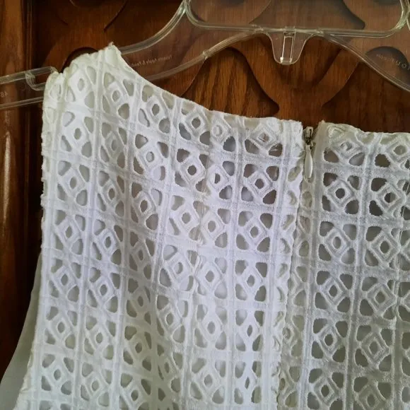 MADEWELL White Eyelet Trail Mini Sleeveless Sheath Dress with Pockets! - 6