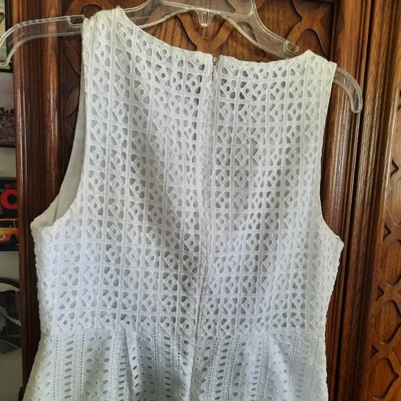 MADEWELL White Eyelet Trail Mini Sleeveless Sheath Dress with Pockets! - 6