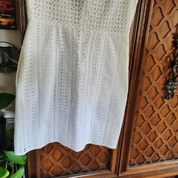 MADEWELL White Eyelet Trail Mini Sleeveless Sheath Dress with Pockets! - 6