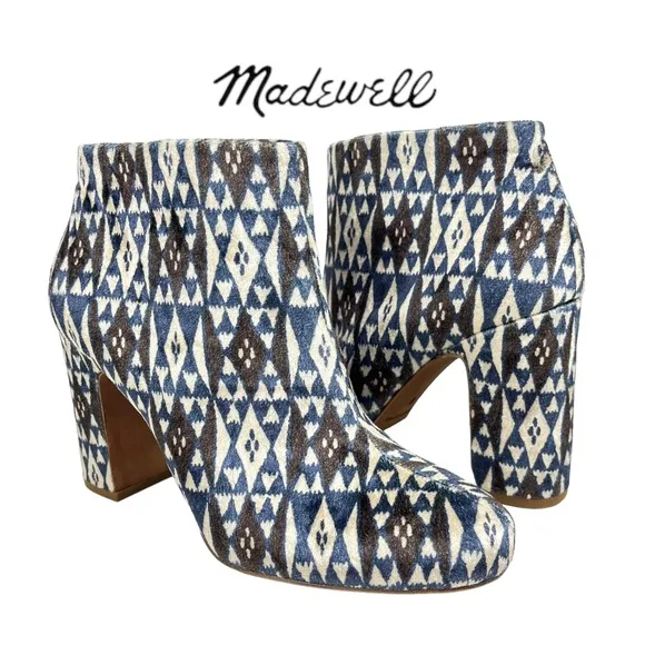 Madewell | Women’s 8 | The Nealy Heeled Boot in Geometric Print‎ Velvet