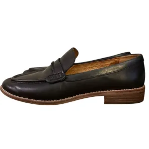 Madewell Women's Black Classic Minimalist Leather Slip Loafer Flat Dress Shoes 8